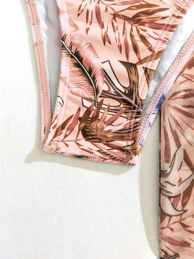 2024 Stylish Three-Piece Swimsuit with Mesh Kimono Cover-Up - European & American Split Bikini