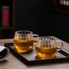 Hohe Borosilikat-Spitzen-Teetasse mit vertikalen Streifen - Hitzebeständiges Glas mit Henkel für Zuhause oder Büro.