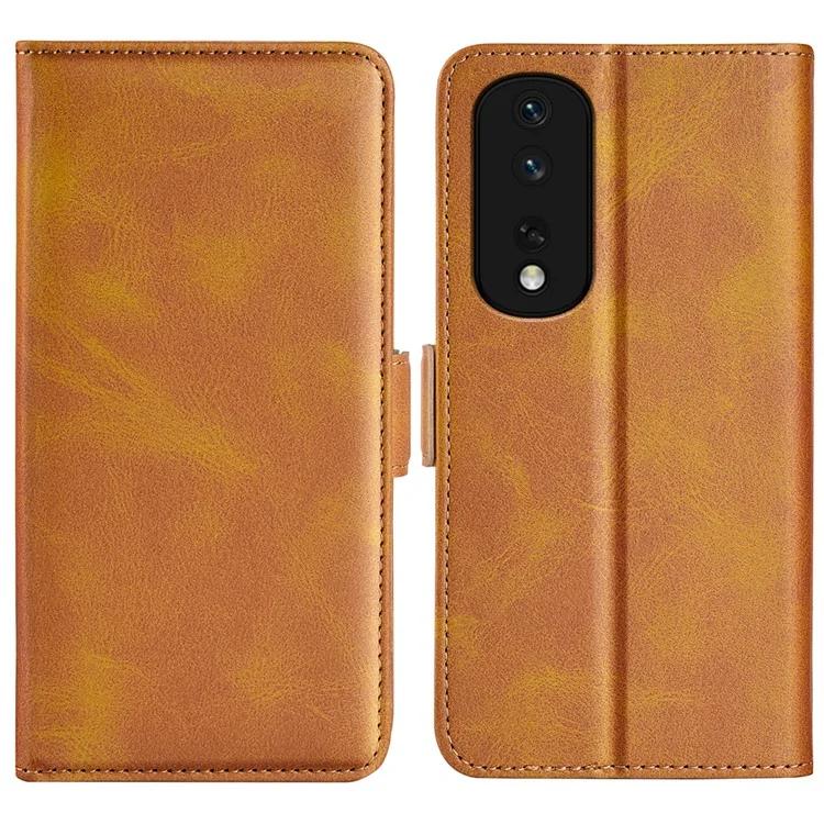 For Honor 80 Pro 5G Drop Protection Cell Phone Cover PU Leather Dual Magnetic Clasp Calf Texture Case Hands-free Stand Wallet