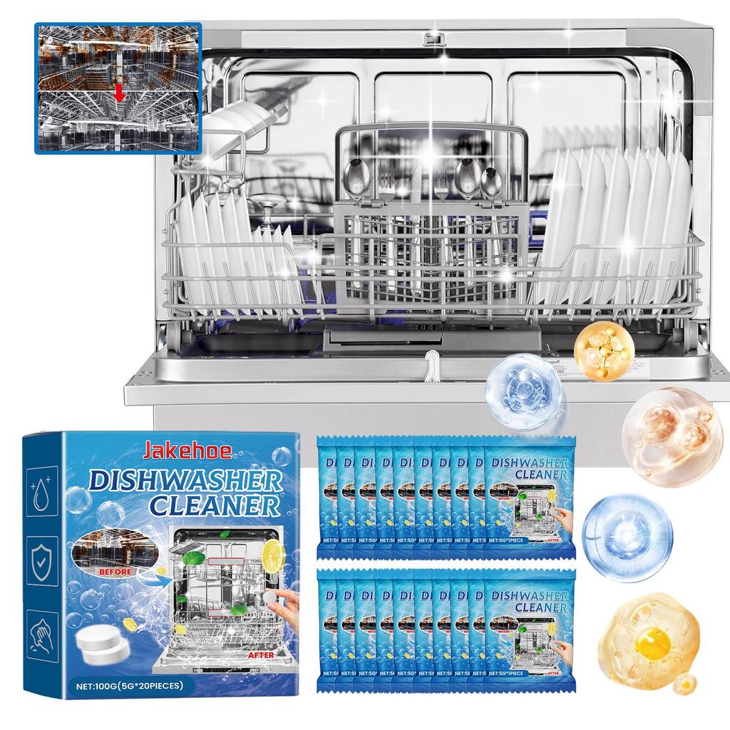 JAKEHOE Dishwasher Cleaner Tablets for Stubborn Stains, Grease, and Odors