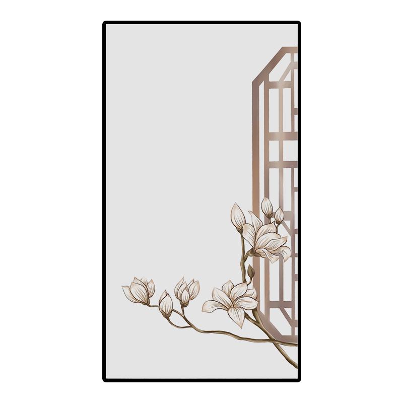 Klassische Landschaft im chinesischen Stil Buntglasfolie Verdunkelnd Selbstklebende Glasaufkleber Statisch haftende Sichtschutz-Fensterfolien