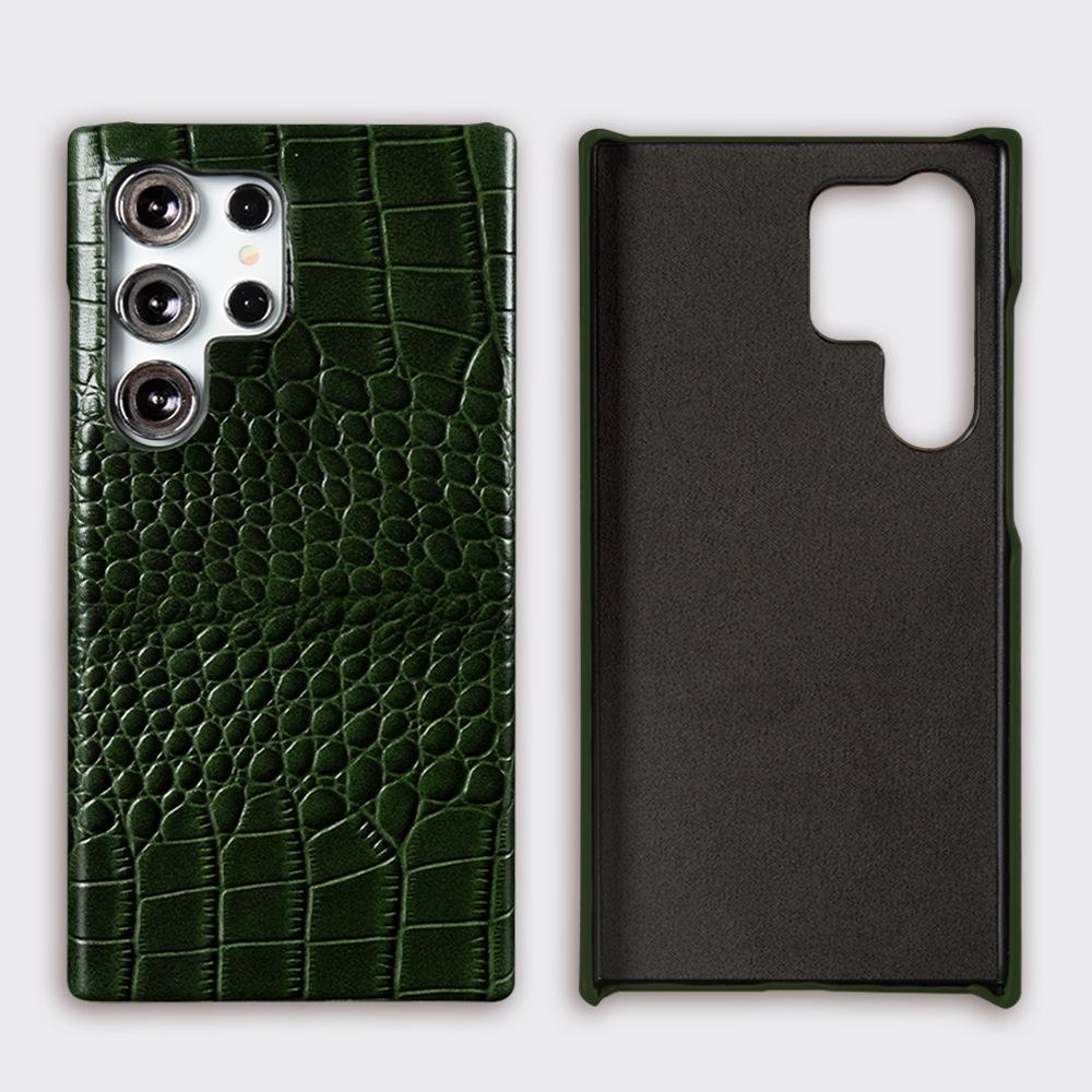Premium Echte Leder Handyhülle für Samsung Galaxy S24/S24 Ultra/S23/S23 Ultra/S22/S22 Ultra Krokodilmuster Leder