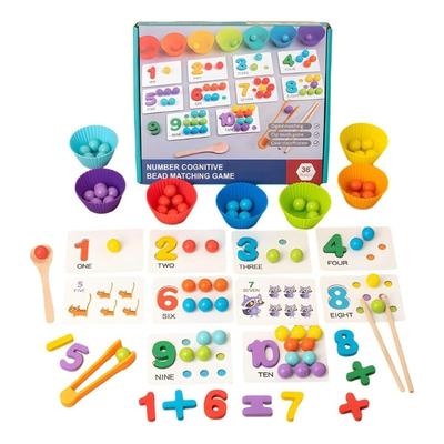 Jeu éducatif en bois à picots et perles Jeu d'association de couleurs et de chiffres pour tout-petit Jouet d'apprentissage précoce