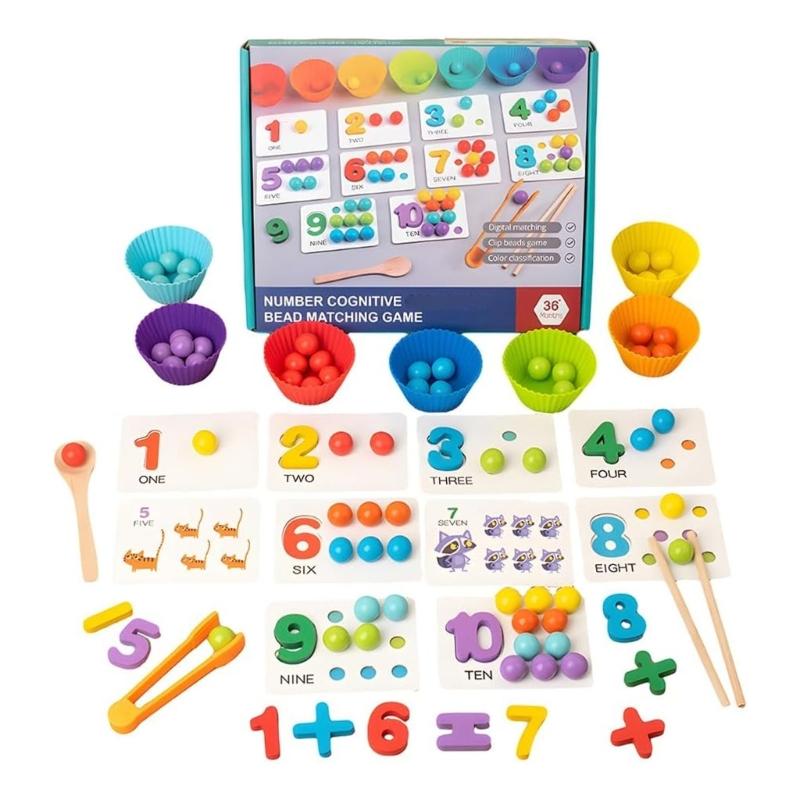 

Math Sensory Toy Wood Peg Board Beads Game Set Number Color Matching Game For Toddler Kid Fine Motor Math Skill Building 1