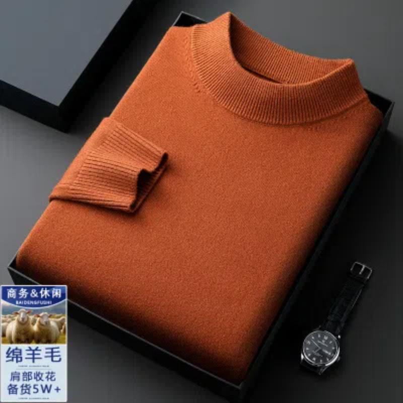 Смарт Кежуал Осінньо-Зимові Светри Нові Чоловічі Однотонні З Високим Коміром Простота Мода Бізнес З Довгим Рукавом Вільні Пуловери В'язаний Топ