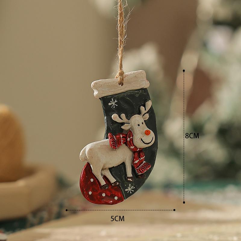 American Retro Christmas Snowman Cane Resin Pendant for Tree Decoration