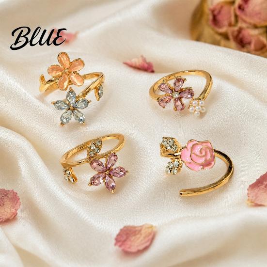 Anti-oxidation Ring 4Pcs/Set Adjustable Set Pink Flower Multi-Petal Design Finger