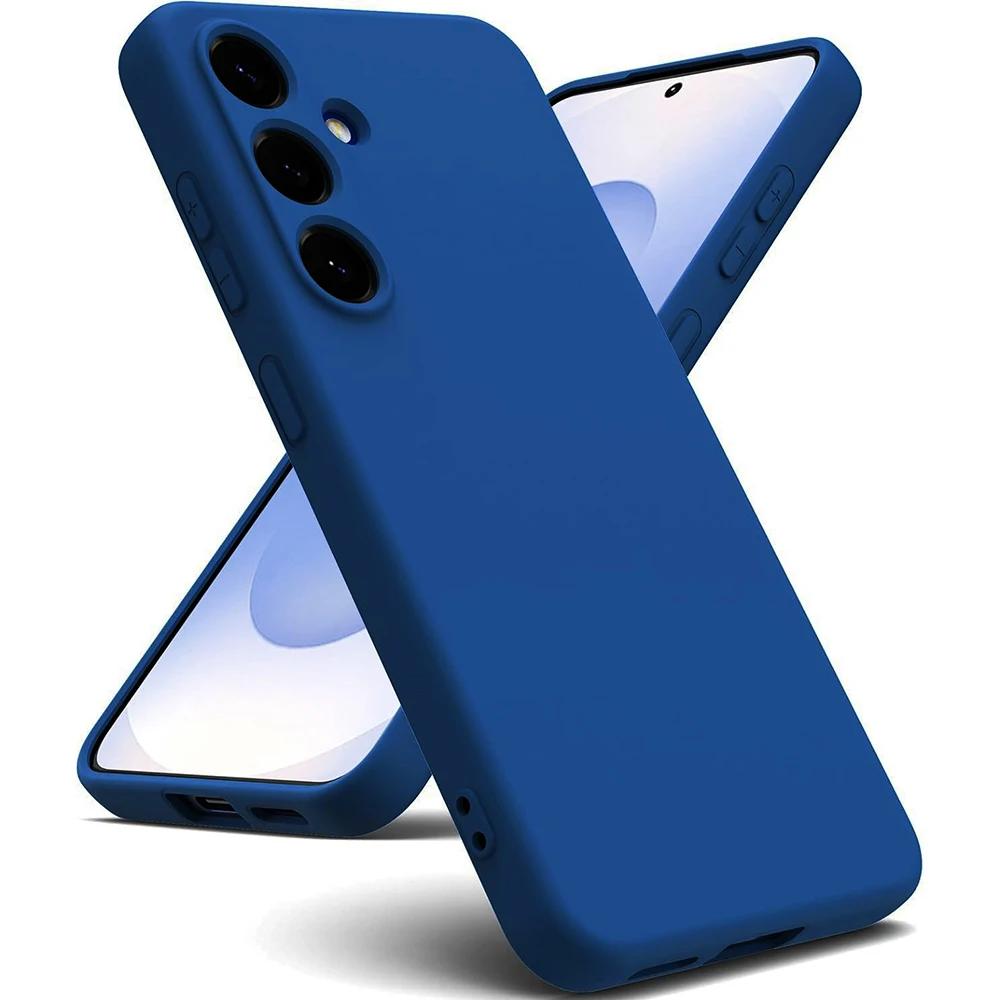 

Рідкий силіконовий чохол для SM Galaxy S25 S24 S21 FE S23 S22 Ultra Plus Ударостійкий Матовий Цукерковий колір М яка накладка Чохол Galaxy S24 темно-синього кольору