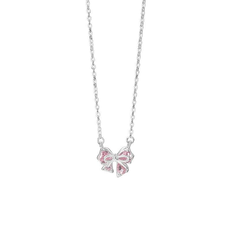 Bow Pendant Necklace Choker Women Elegant Minimalist Jewelry