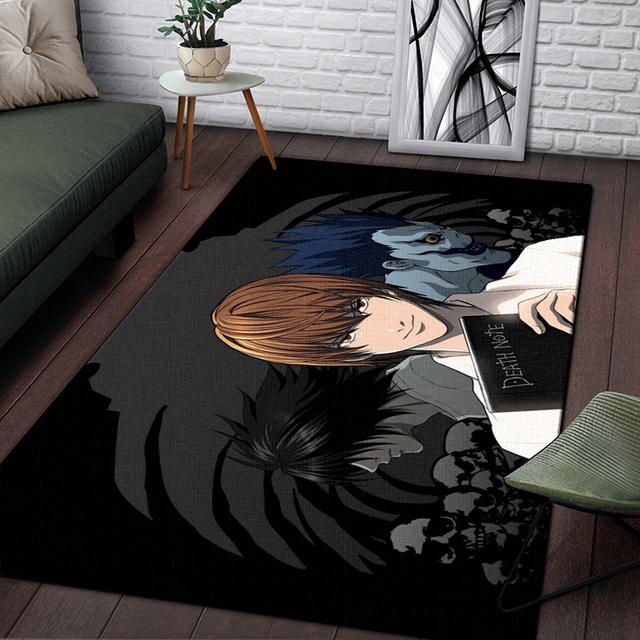 Alfombra de Anime Death Note para sala de estar, decoraciones de lujo para el hogar, dormitorio, mesita de noche, sala de juegos, alfombras grandes, alfombra antideslizante