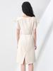 High-End Round Neck Studded Ruffle Sleeve Waist-Cinching Dress for Women - Summer Fashion