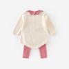Herbst 2025 Baby Strampler mit floralem Kragen & bestickte Leggings Set