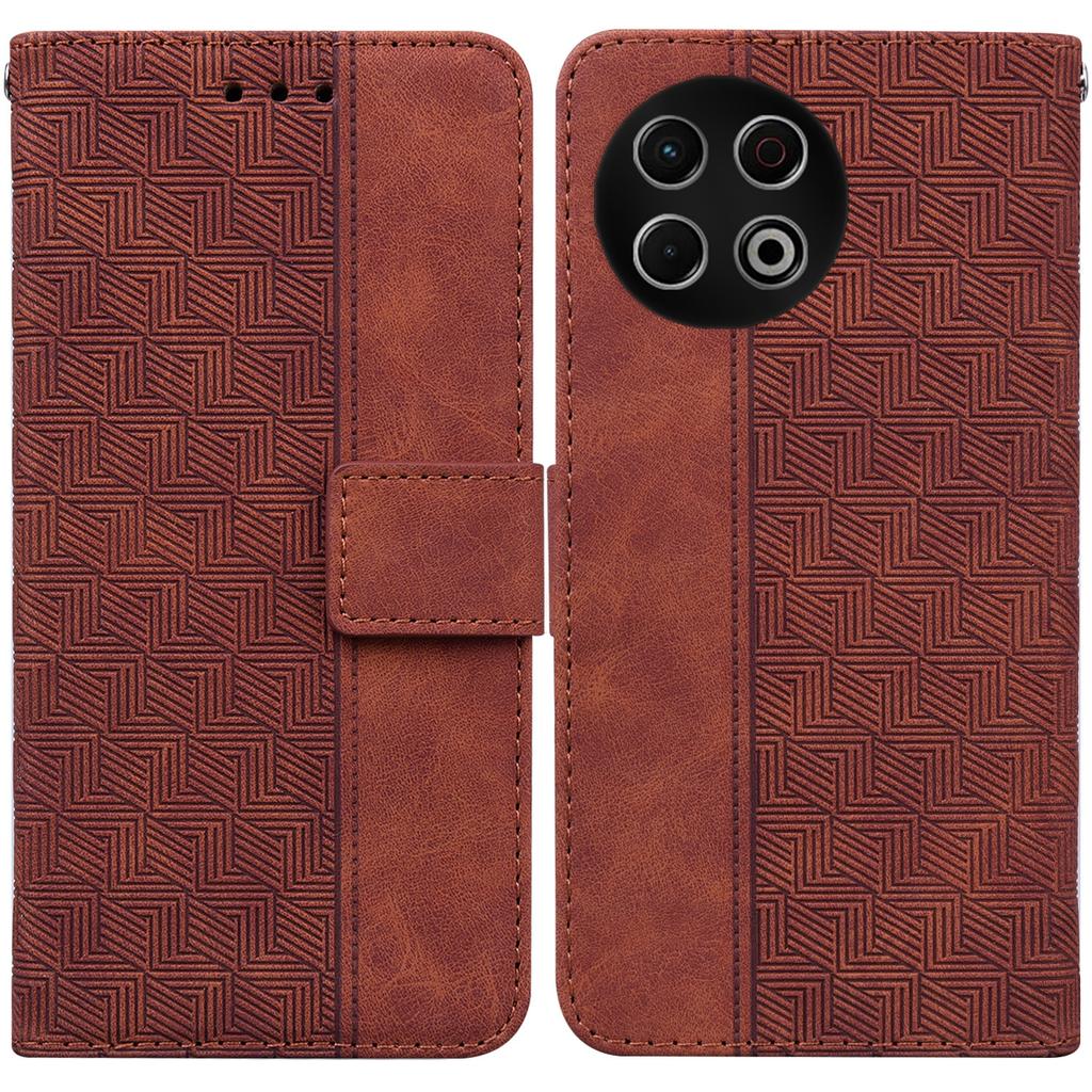 For TECNO Spark 30 Pro 4G Case Geometry Pattern Leather Wallet Phone Cover with Wrist Strap