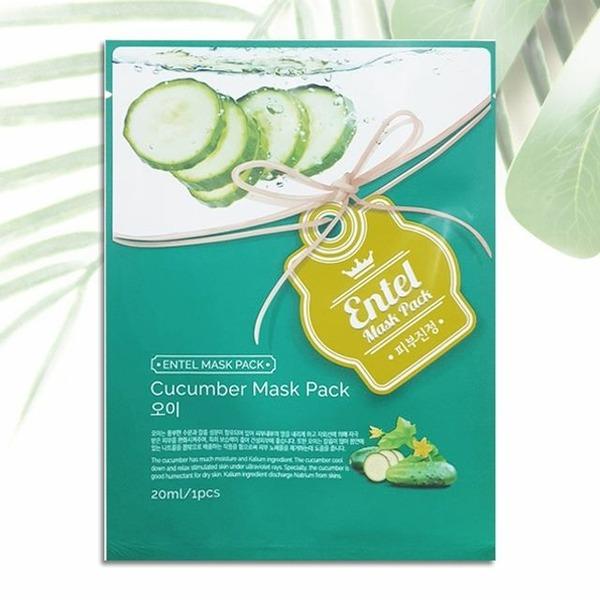 Entel Cucumber Mask Pack x10 Packs Moisturizing Sheet Pack Skin Soothing (WA05AA8)