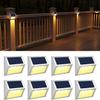 10PCS Solar Step Lights Solar Fence Lights Outdoor 3LED Stainless Steel Wall Lamps Deck Lights For Stair Fence Step Walkway Pati