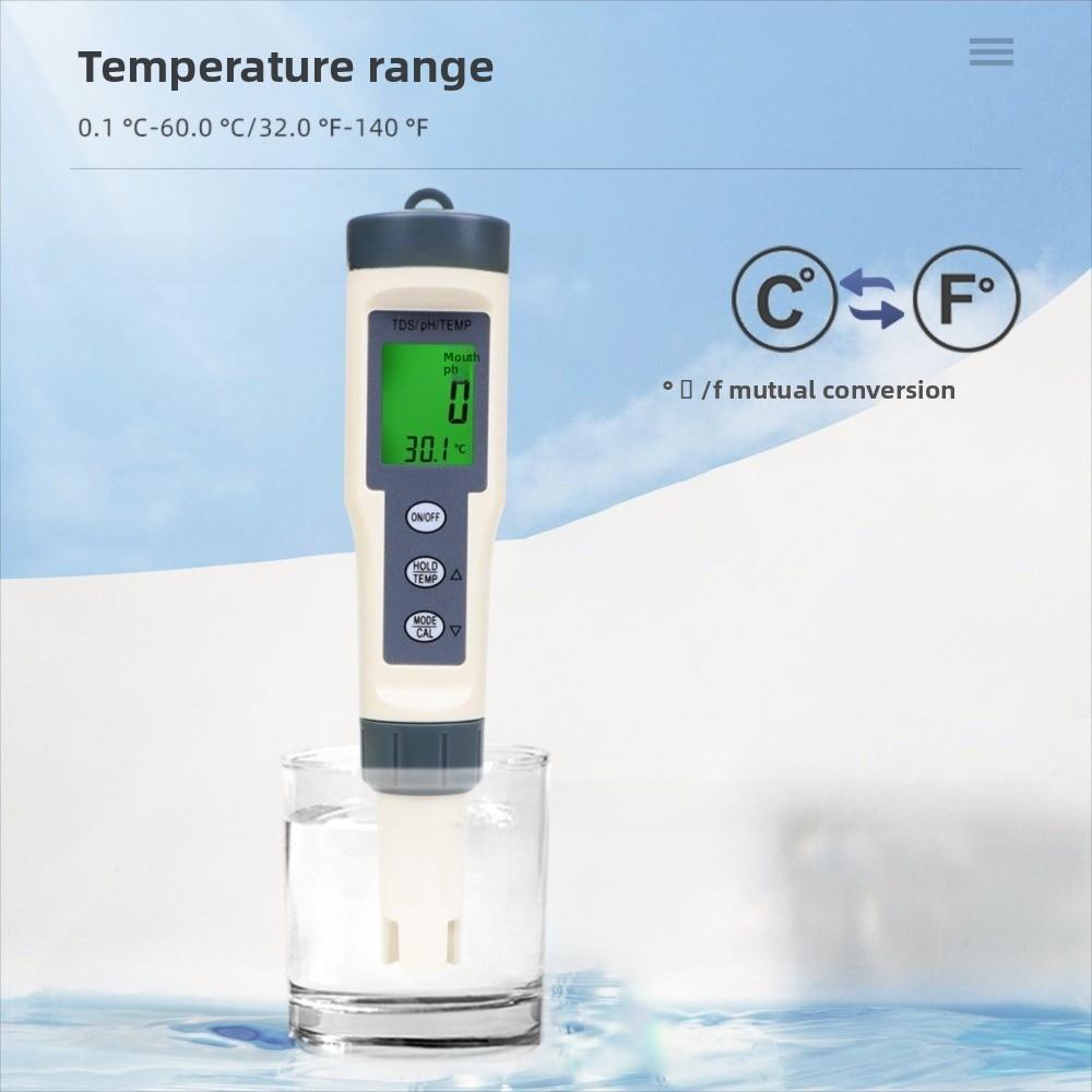 Backlit Display Water Quality Test Pen Multi-Parameter PH Meter  Water Testing