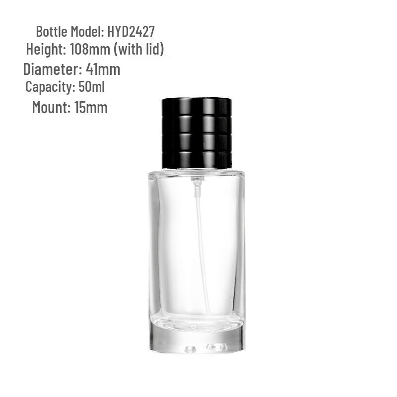 Transparent Spray Glass Bottle, 50ml/100ml, Round Bayonet Design for Perfume or Toner Refill