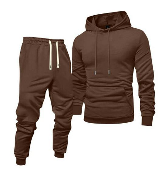 Мужской осенний повседневный комплект: худи и однотонные спортивные штаны Medium
