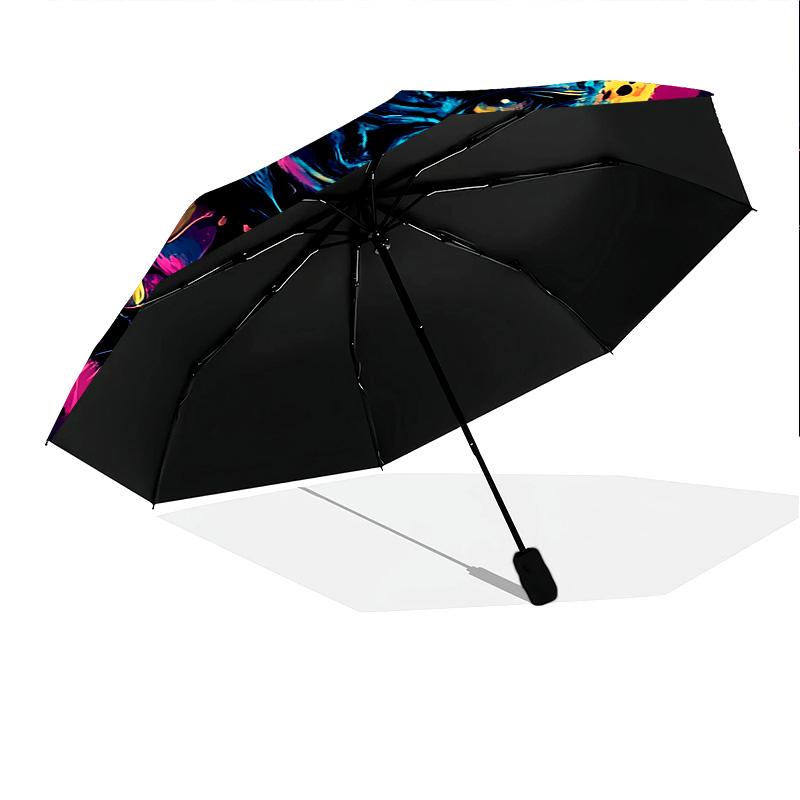1 PC Automatic Folding Umbrella - Panther Abstract Artwork Pattern, Portable & Foldable Design with 8 Ribs, Christmas Birthday Gifts