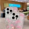 Glitzernde transparente Anti-Fall-Hülle mit rosa Schleifenmuster für iPhone 16 Pro Max 15 Plus 14 Pro 13 12 11 Weiche stoßfeste Silikon-Handyhülle