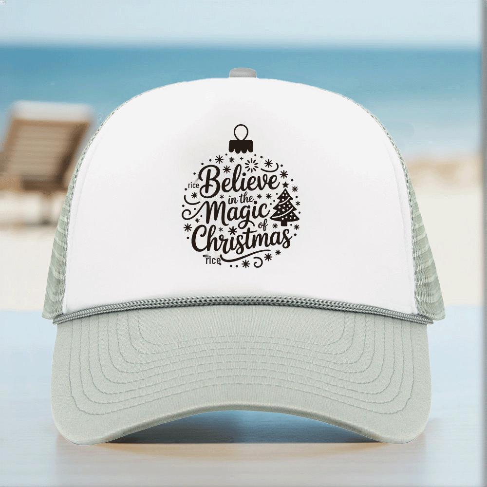Christmas Patterned Mesh Trucker Cap with Rope & Hot Stamped Logo