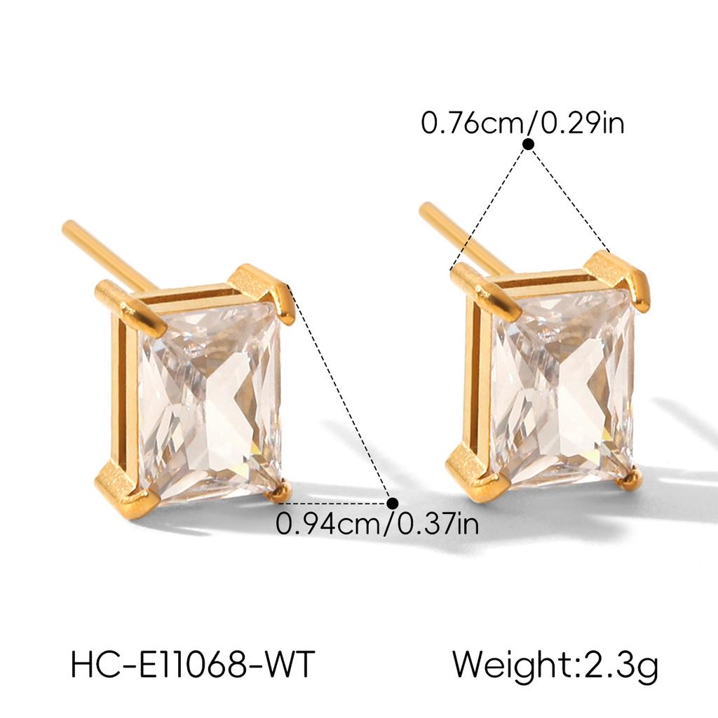 New Zircon Earrings for Women, Fashionable Versatile Studs, 18K Gold, Non-fading Titanium Steel Ear Jewelry Ring
