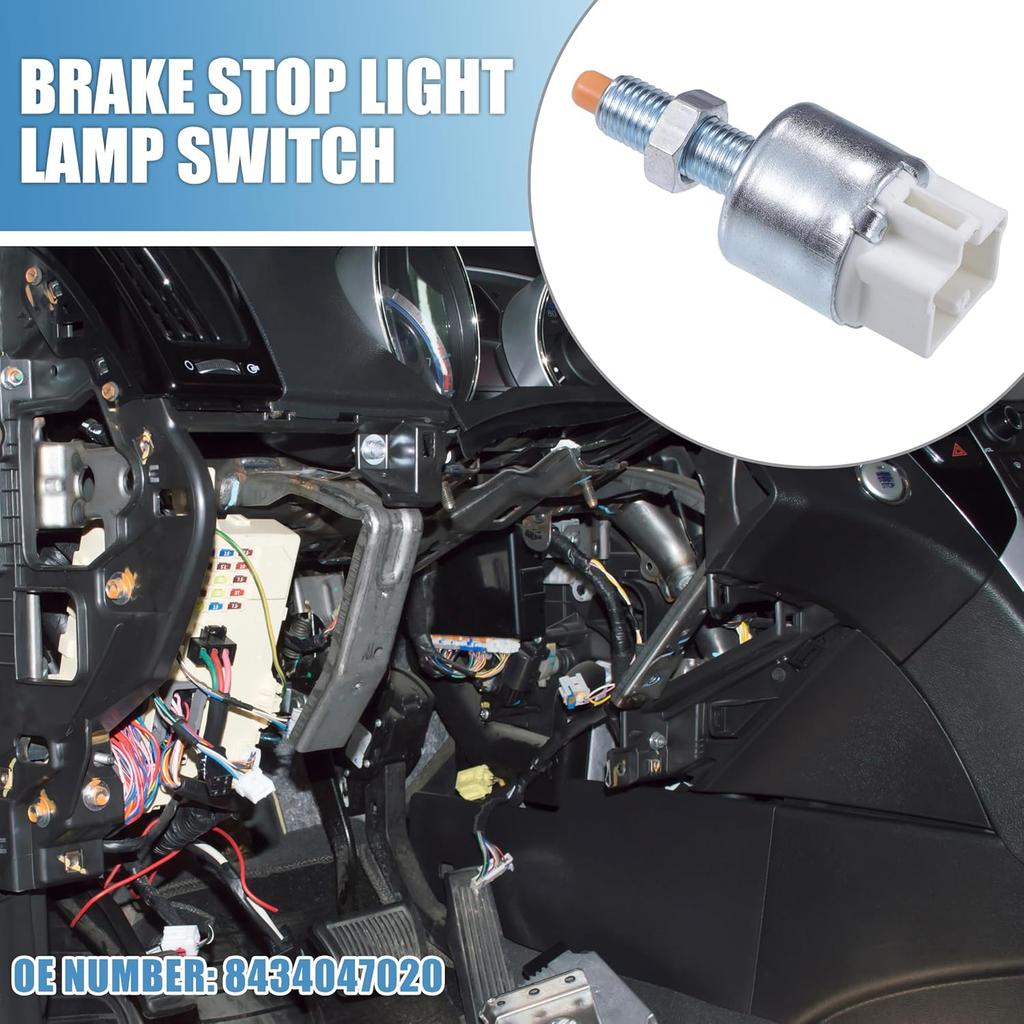 Brake Stop Light Lamp Switch No.8434047020 Brake Pedal Control Switch for Toyota Corolla 2005-2008 Plastic Silver Tone White