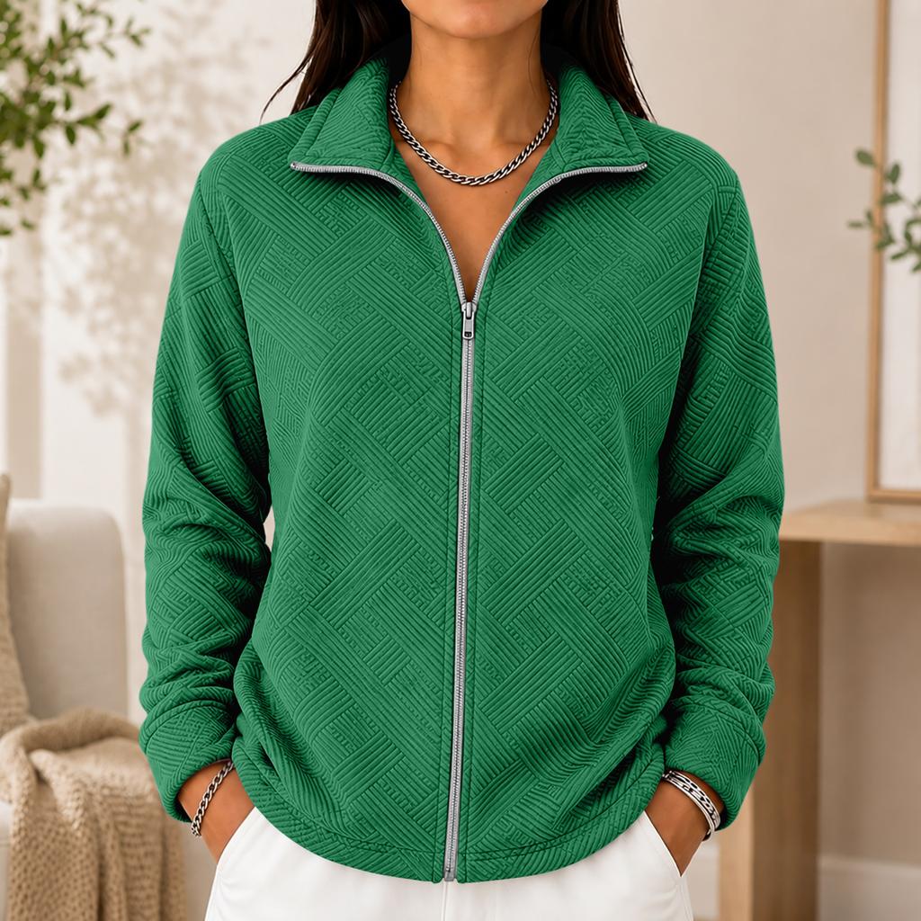 Cardigan lavorato a maglia da donna con zip frontale, manica lunga, colore, giacca casual