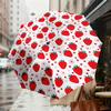 1pc Strawberry Heart Pattern Umbrella Design Automatic Opening and Closing Umbrella, High-quality Travel Umbrella,  C1128042