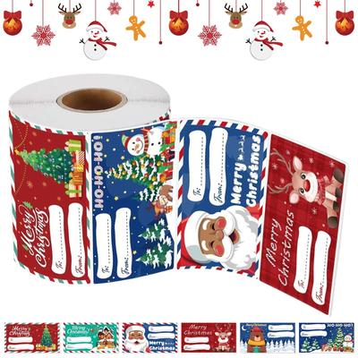 24 unidades/rolo Etiquetas de Presente de Natal DIY Decoração de Feriado Etiquetas de Nome Adesivos Autoadesivos Etiquetas Adesivas de Natal Para Crianças Adultos