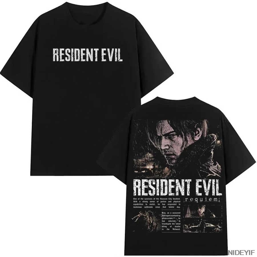 Resident Evil Biohazard Game T-shirt for Men Women Leon Kennedy 100% Cotton T Shirts Tops Oversized Y2k Clothing