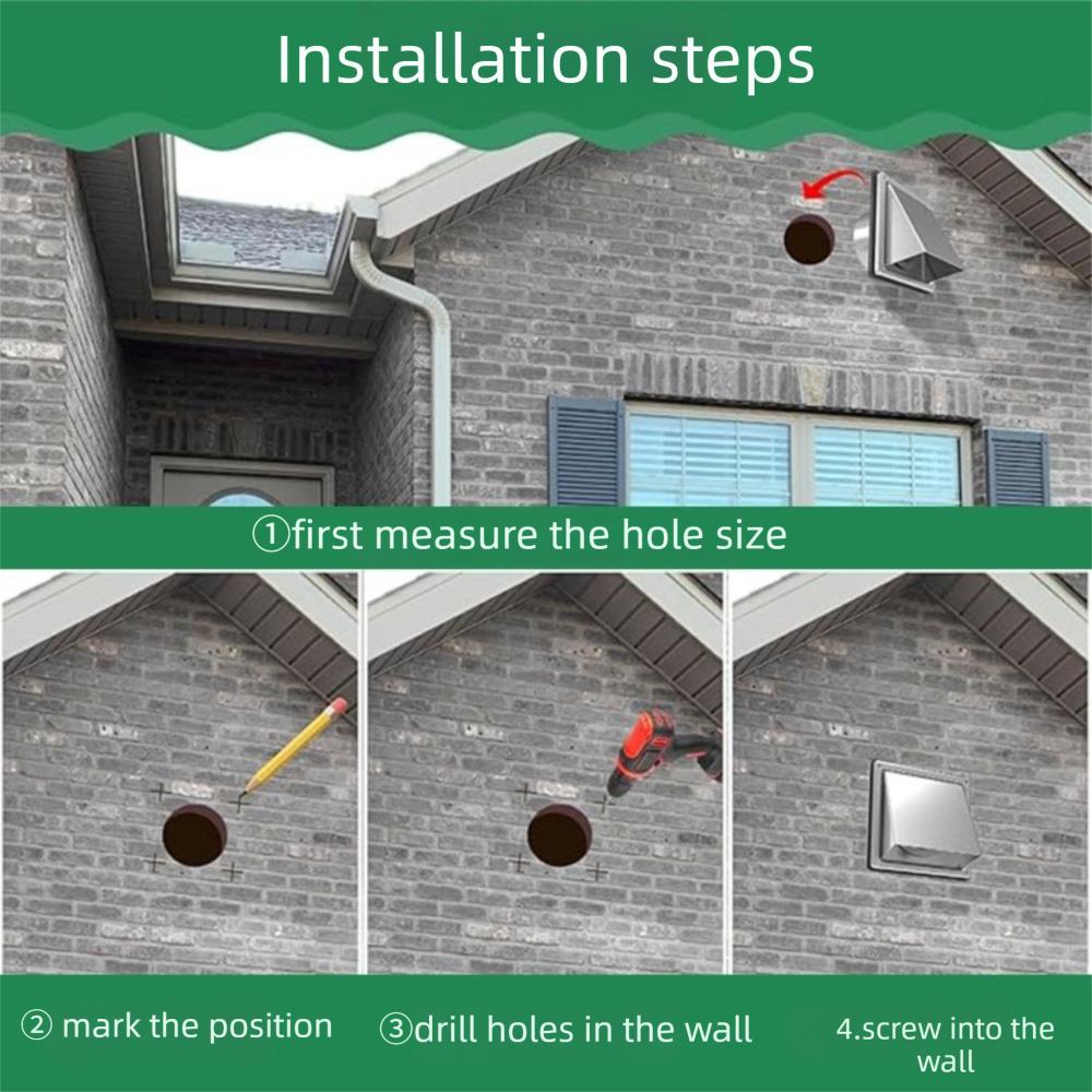Durable Stainless Steel Dryer Vent Cover Waterproof Square Wall Exhaust Cover Round Duct Ventilation Cover Building Ventilation