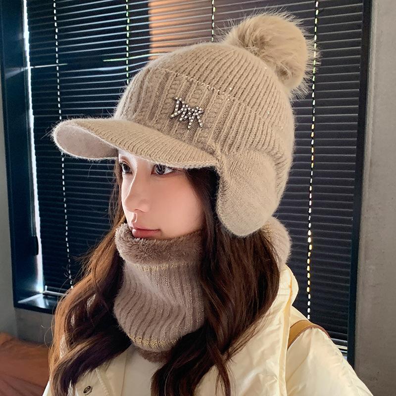 

Шапка из кроличьего меха Женская осенне-зимняя модная флисовая теплая шерстяная шапка для велоспорта с защитой ушей Вязаная шапка с козырьком only hat светло-коричневого