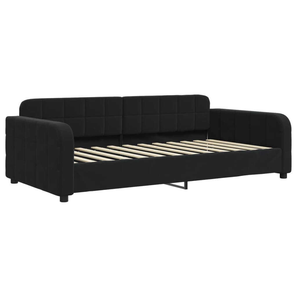 Vidaxl Sofa with Sleeping Function, Black, 90X200 Cm, Upholstered In Velvet