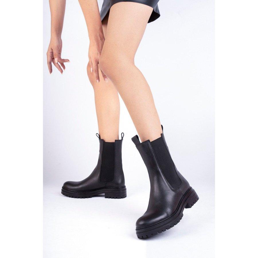 Women's Genuine Leather Casual Long Boots Long Chelsea