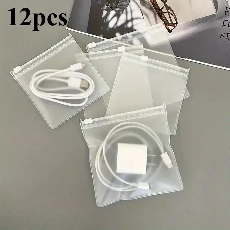 

12Pcs EVA Zipper Bags with Air Holes - Reusable Clear Waterproof PVC Storage Bags Apply to Data Line Jewelry Accessories