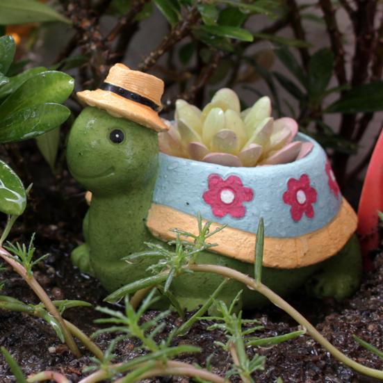 Turtle Plant Pot Decoration High Durability Waterproof Cartoon Cute Turtle Animal Succulents Holder Resin Flower Pot