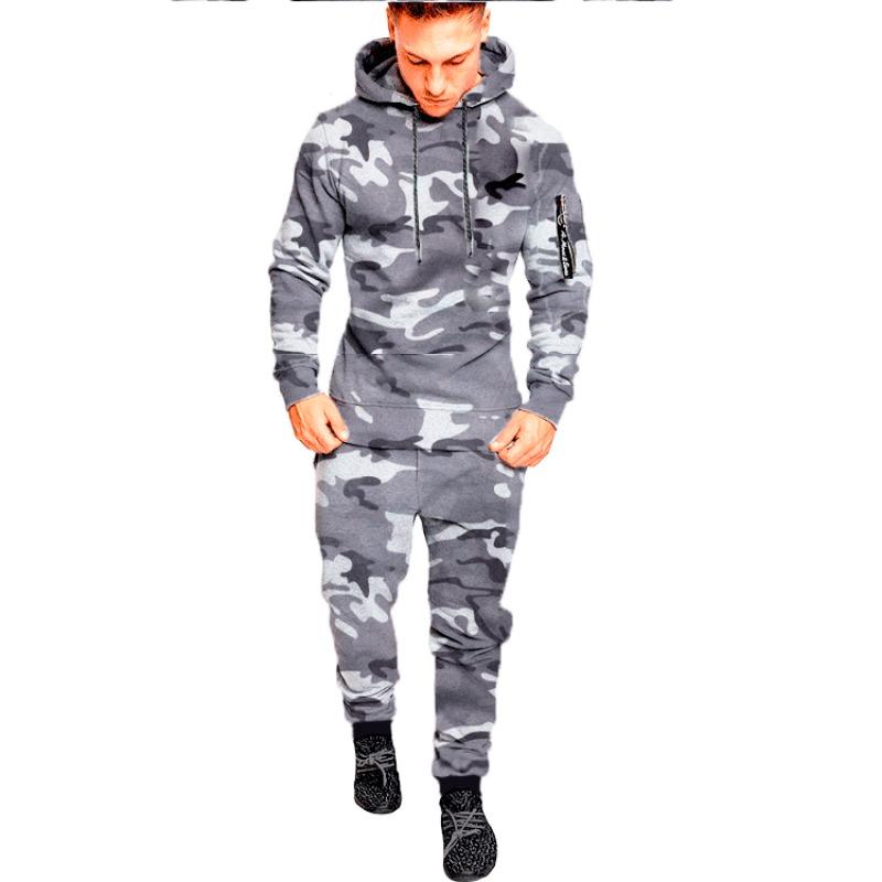 Men's Set Autumn/Winter Sets Fashion Outdoor Sports Leisure Camouflage Hoodie Set