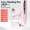Adjustable Speed Nail Drill 2-In-1 Electric with 5 Bits, 5-Speed Cordless Manicure File Compact Care Tool UV LED Lamp, USB Rechargeable for