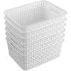 6-Pack White Storage Plastic Baskets, Plastic Weave Basket for Organizing