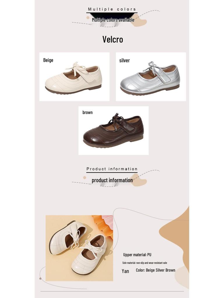 2025 Spring/Autumn Girls' Leather Princess Moccasins - Soft Sole Baby Shoes