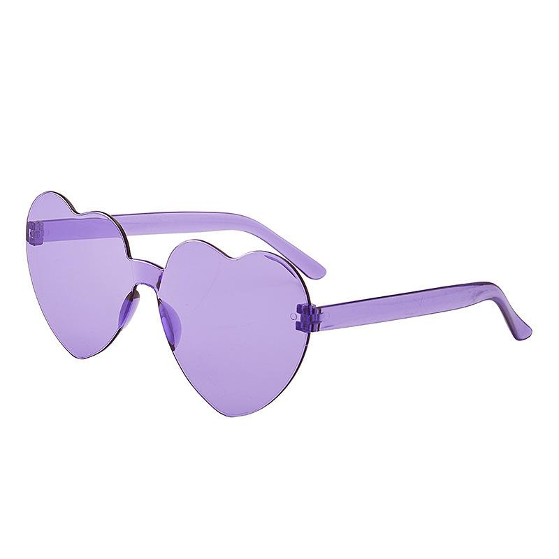 1pc Rimless Heart Sunglasses for Women 2026 New Transparent Pink Purple Love Heart Shades Party Eyewear