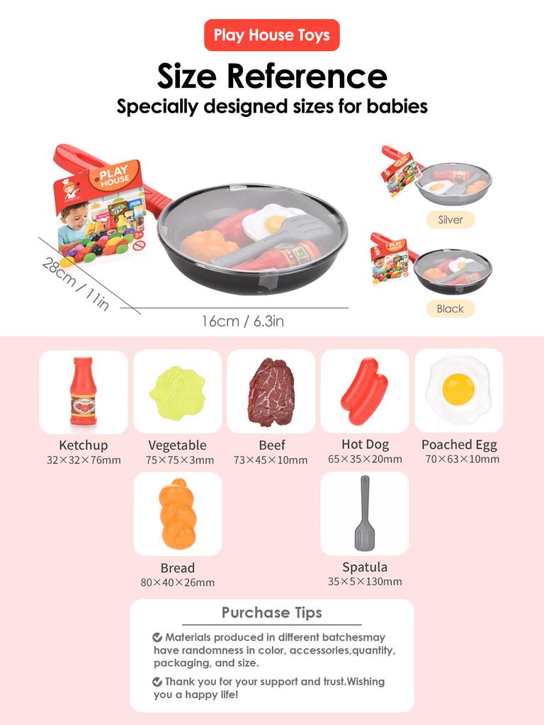 8pcs Children Kitchen Food Playthings Simulation Cookware Activity Collection Pretend Enjoy Pot Steak Vegetable Bread Hot Dog Omelette Children