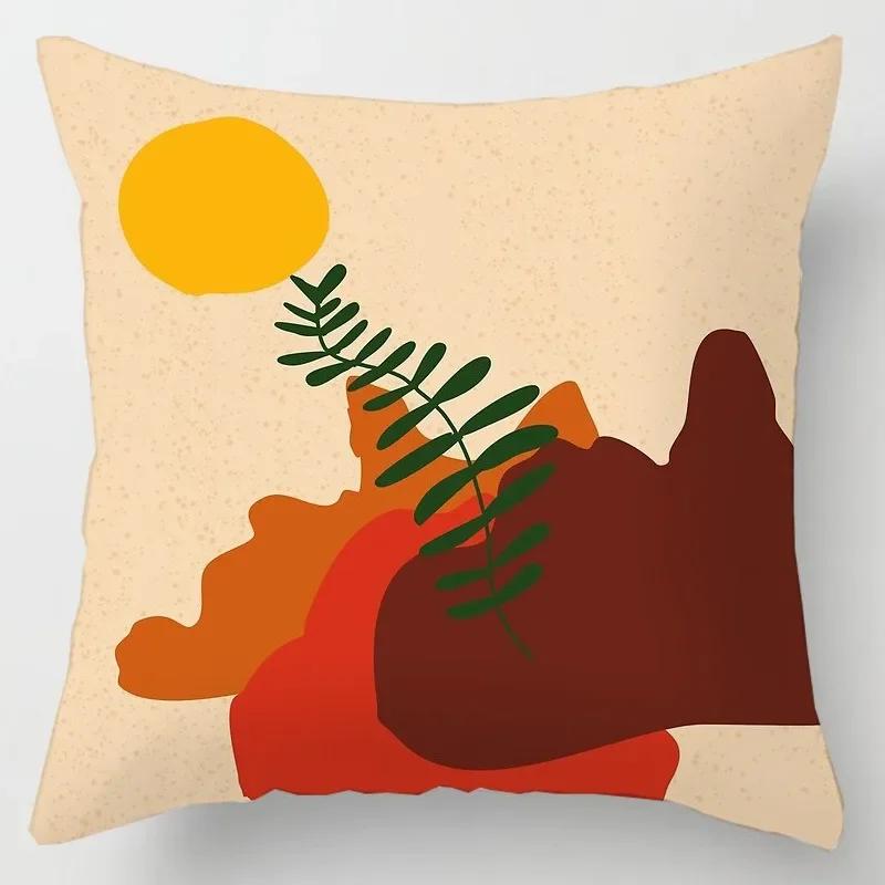 Fashionable Luxury Home Decoration Geometric Lines Abstract Style Ginkgo Leaf Print Pillow Cover Office Chair Cushion Cover