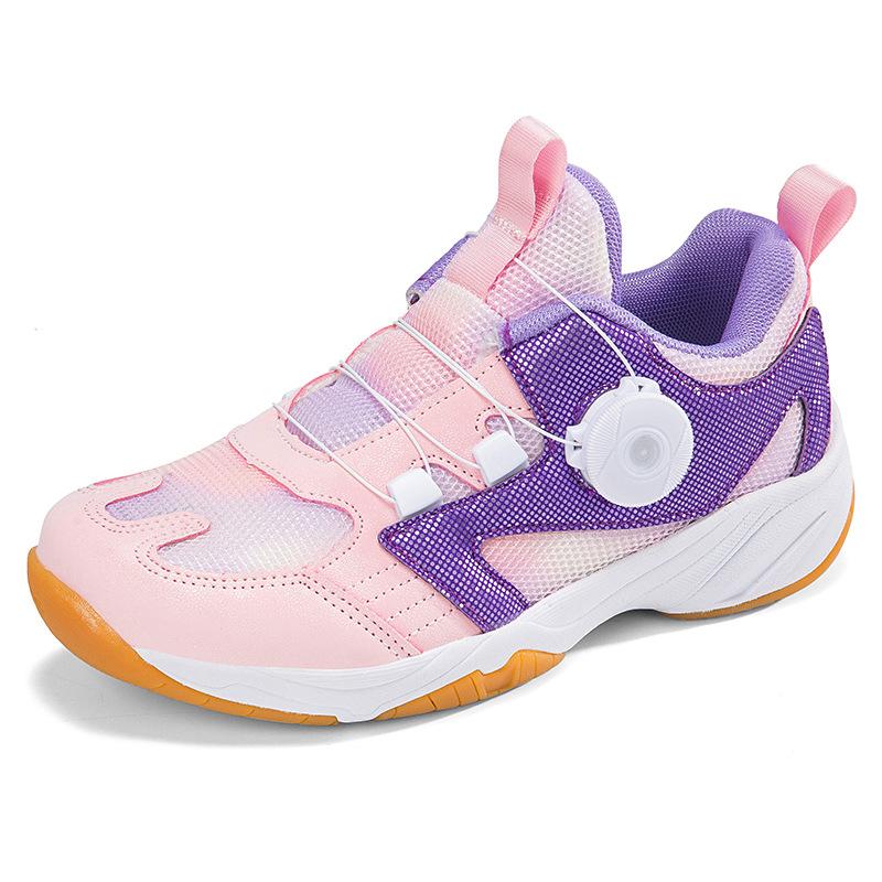 Real carbon board professional badminton shoes magic buckle children's non-slip mesh classmates breathable sports shoes boys and girls