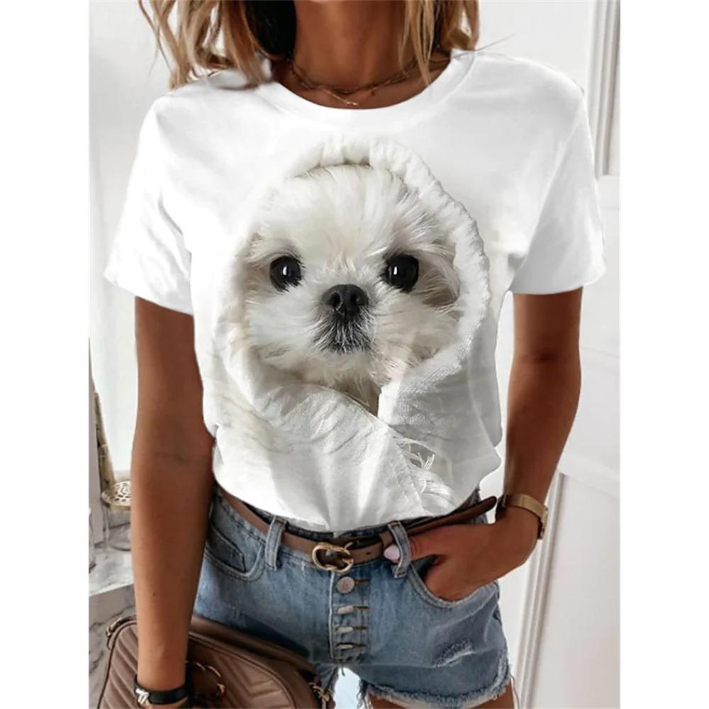 

Жіноча мила футболка з 3D-принтом у вигляді кота, повсякденна, з коротким рукавом XL