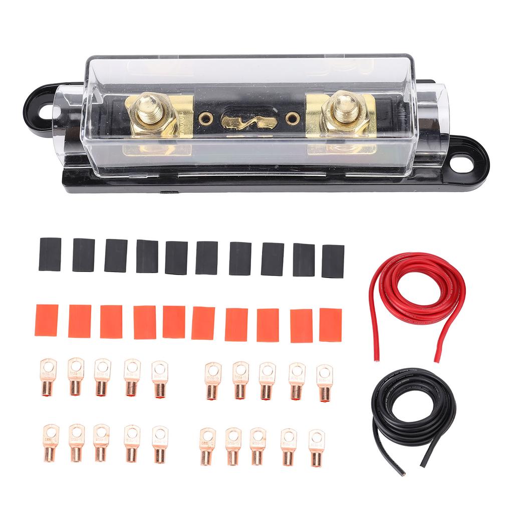 20ft 1 0AWG Wire High Performance Copper Clad Aluminium Power Cable with 250A Fuse Box 20ft for Car RV Trailer