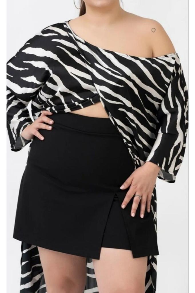 Fusta Stil Femei Marime Mari Fusta Scurta cu O singura Fante Marime Plus