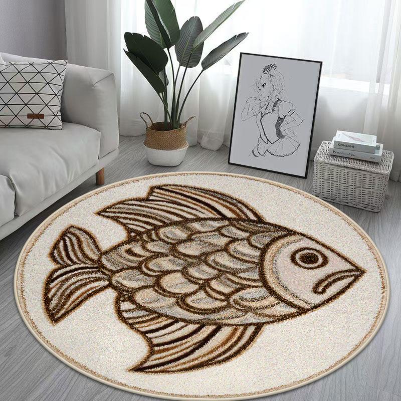 Cute Animal Pattern Rotundity Carpet Living Room Tea Table Foldable Rug Bed End Anti-slip Large Area Easy Cleaning Mat Office