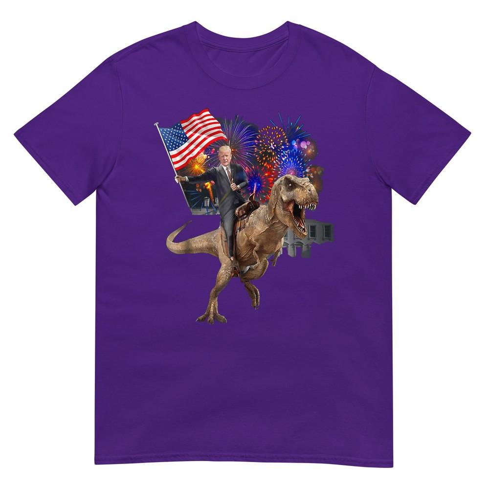 Trump Riding A Dinosaur Trex Suppor Trump 2020 Tshirt